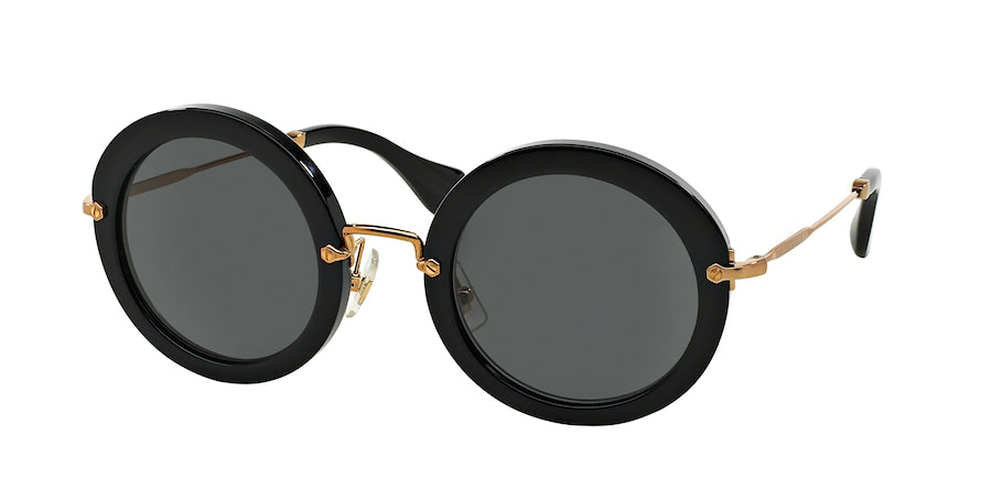 Miu Miu SPECIAL PROJECT MU13NS Round Sunglasses  1AB1A1-BLACK 49-26-140 - Color Map black