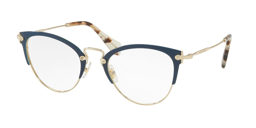 Miu Miu MU50QV Cat Eye Eyeglasses  VYH1O1-BLUE/PALE GOLD 52-22-140 - Color Map blue