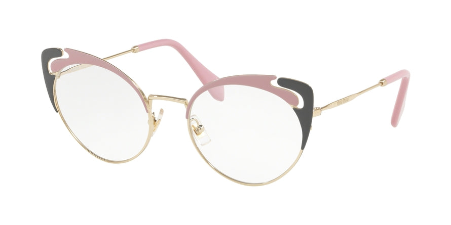 Miu Miu CORE COLLECTION MU50RV Butterfly Eyeglasses  M1R1O1-PALE GOLD/ALABASTER/GREY 52-19-140 - Color Map multi