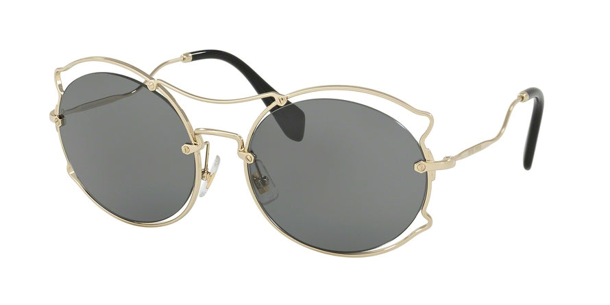 Miu Miu MU50SS Irregular Sunglasses  ZVN9K1-PALE GOLD 57-19-140 - Color Map gold