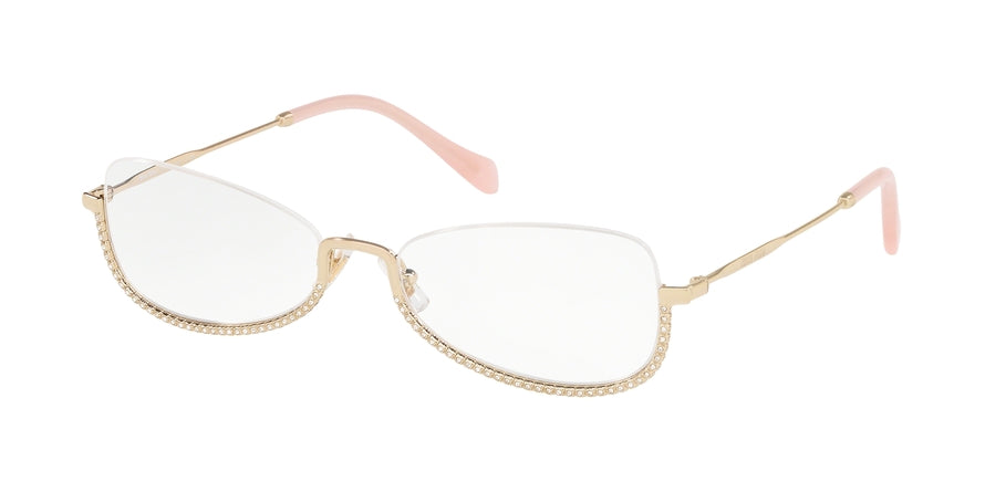 Miu Miu CORE COLLECTION MU50SV Oval Eyeglasses  ZVN1O1-PALE GOLD 55-18-140 - Color Map gold