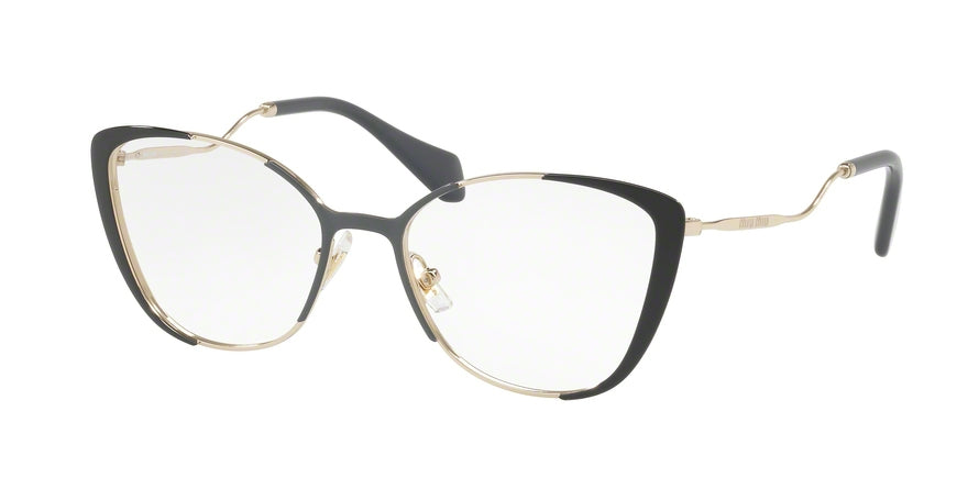 Miu Miu CORE COLLECTION MU51QV Butterfly Eyeglasses  VYD1O1-PALE GOLD/GREY/BLACK 53-17-145 - Color Map black