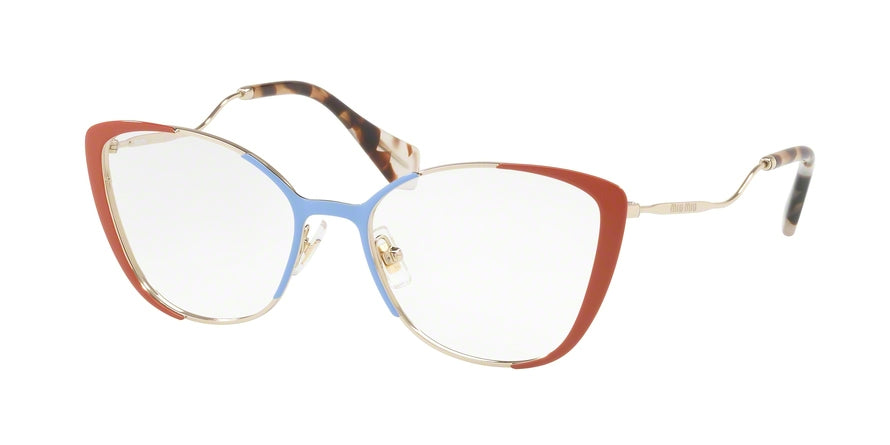 Miu Miu CORE COLLECTION MU51QV Butterfly Eyeglasses  VYF1O1-PALE GOLD/AZURE/RUSSET 53-17-145 - Color Map brown