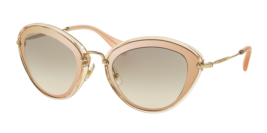 Miu Miu MU51RS Cat Eye Sunglasses  UFD3H2-TRANSPARENT PINK/MIRROR PINK 52-26-140 - Color Map pink