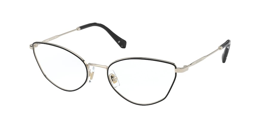 Miu Miu CORE COLLECTION MU51SV Cat Eye Eyeglasses  AAV1O1-PALE GOLD/BLACK 54-18-140 - Color Map black