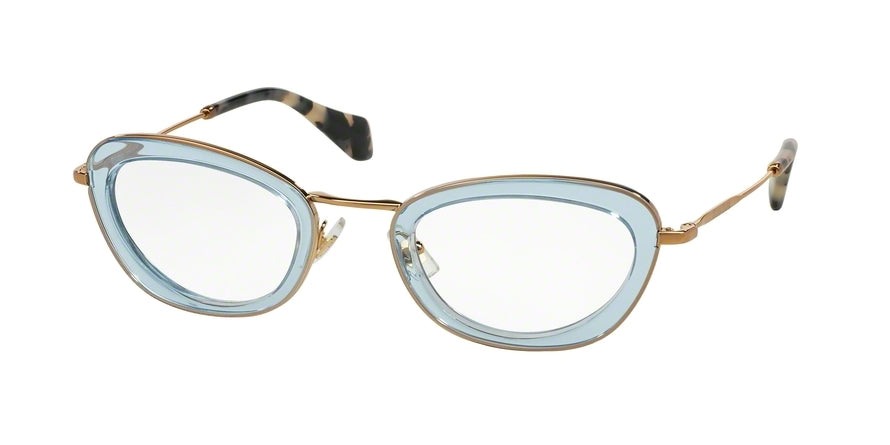 Miu Miu MU52NV Irregular Eyeglasses  TWI1O1-TRANSPARENT AZURE 51-24-140 - Color Map light blue