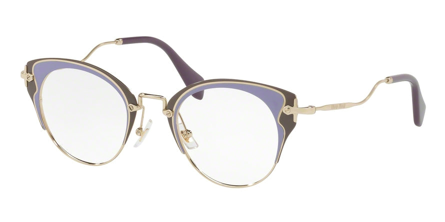 Miu Miu MU52PV Cat Eye Eyeglasses  U671O1-PALE GOLD/VIOLET/ARGIL 48-23-145 - Color Map multi