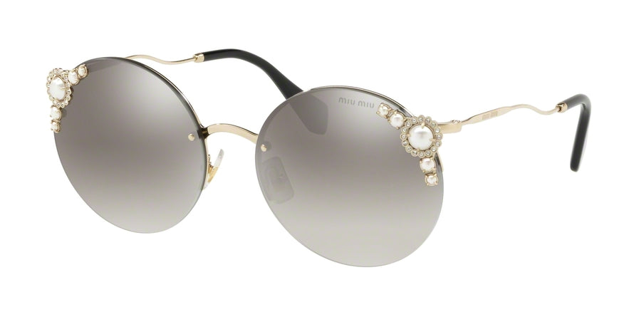 Miu Miu CORE COLLECTION MU52TS Round Sunglasses  VW75O0-PALE GOLD 60-18-145 - Color Map gold