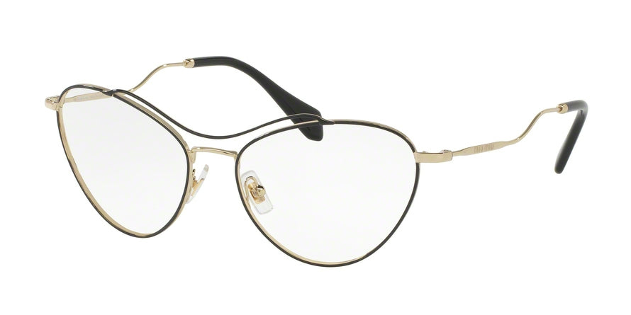 Miu Miu MU53PV Cat Eye Eyeglasses  1AB1O1-PALE GOLD/BLACK 56-16-145 - Color Map black