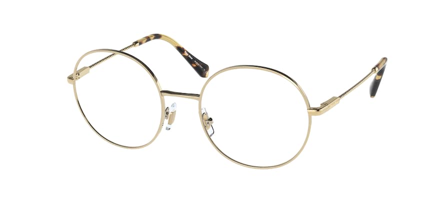 Miu Miu MU53TV Round Eyeglasses  ZVN1O1-PALE GOLD 51-19-140 - Color Map gold