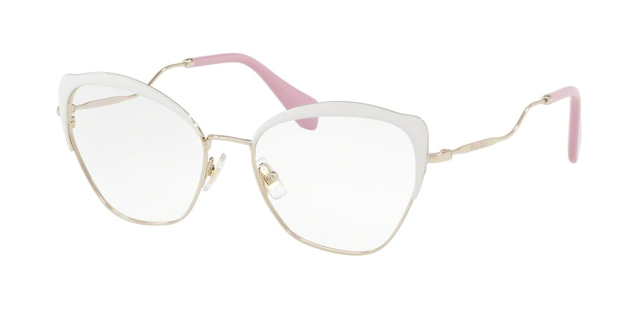 Miu Miu MU54PV Cat Eye Eyeglasses  SL41O1-WHITE/PALE GOLD 54-17-145 - Color Map ivory