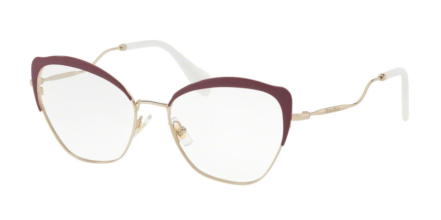 Miu Miu MU54PV Cat Eye Eyeglasses  UA51O1-BORDEAUX/PALE GOLD 54-17-145 - Color Map bordeaux