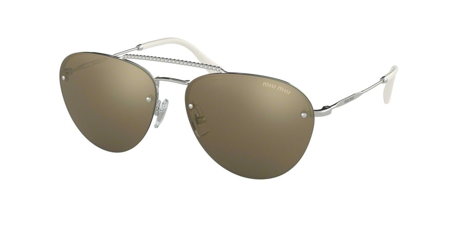 Miu Miu CORE COLLECTION MU54US Pilot Sunglasses  1BC1C0-SILVER 59-15-140 - Color Map silver