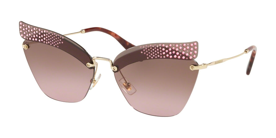 Miu Miu SPECIAL PROJECT MU56TS Irregular Sunglasses  KI45P1-DARK PINK TRANSPARENT 63-16-145 - Color Map brown
