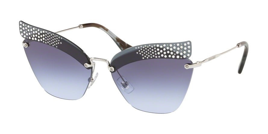 Miu Miu SPECIAL PROJECT MU56TS Irregular Sunglasses  KJG2F0-DARK BLUE TRANSPARENT 63-16-145 - Color Map blue