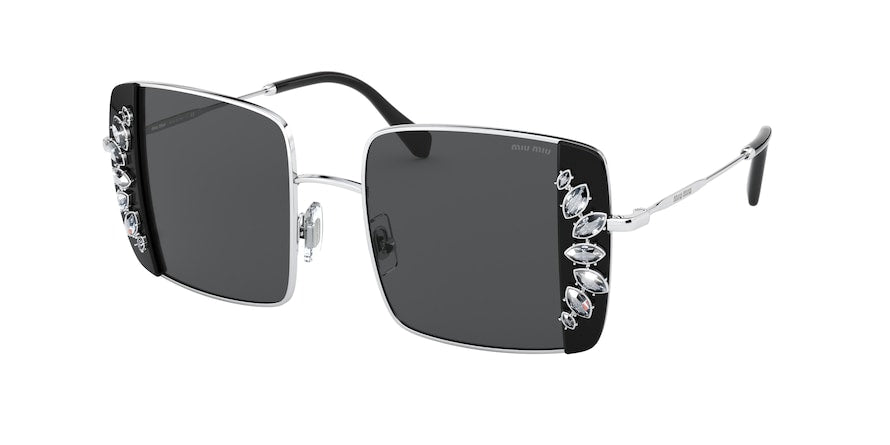 Miu Miu MU56VS Rectangle Sunglasses  01E5S0-SILVER/BLACK 46-19-140 - Color Map black