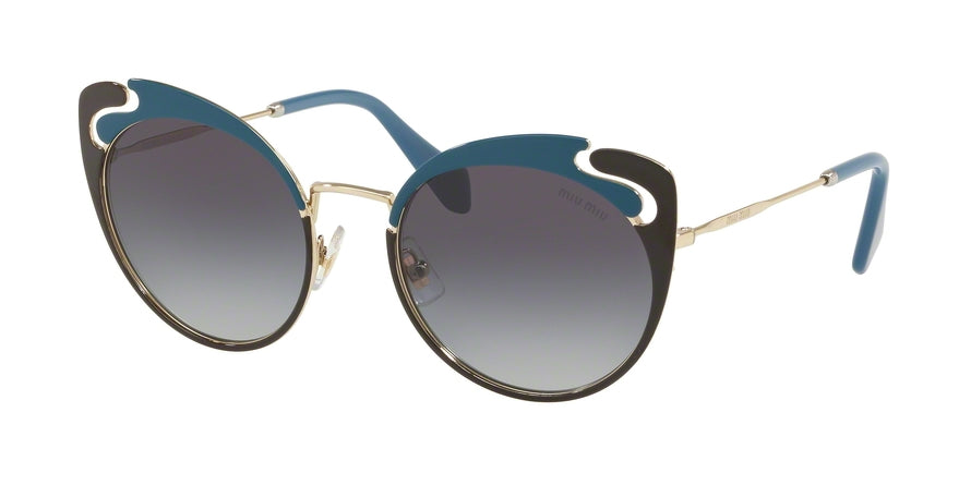 Miu Miu CORE COLLECTION MU57TS Butterfly Sunglasses  C055D1-PALE GOLD/BLUE/BROWN 54-20-140 - Color Map blue
