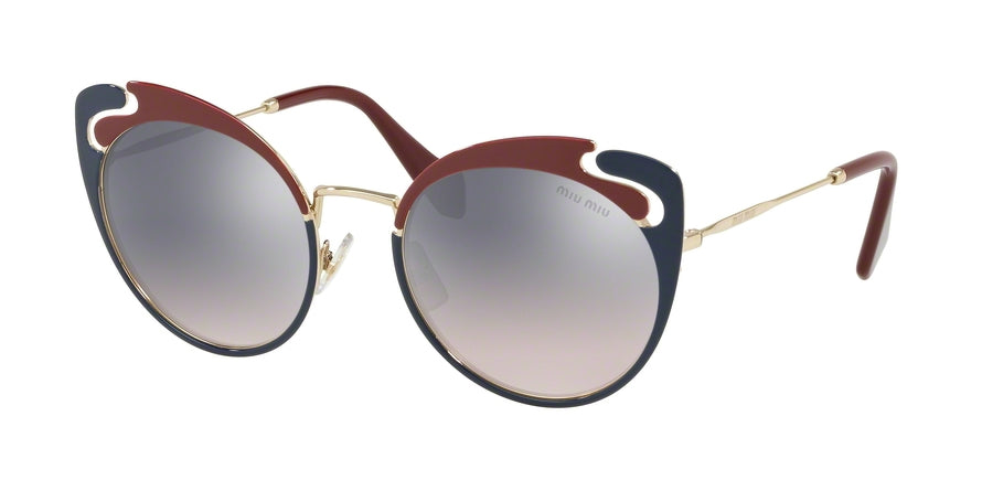 Miu Miu CORE COLLECTION MU57TS Butterfly Sunglasses  HB5GR0-PALE GOLD/GARNET/BLUE 54-20-140 - Color Map bordeaux