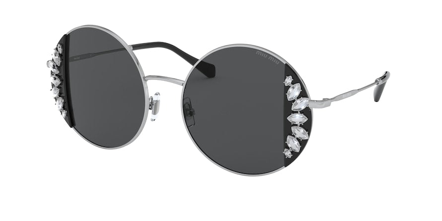 Miu Miu MU57VS Round Sunglasses  01E5S0-BLACK/SILVER 49-19-140 - Color Map black