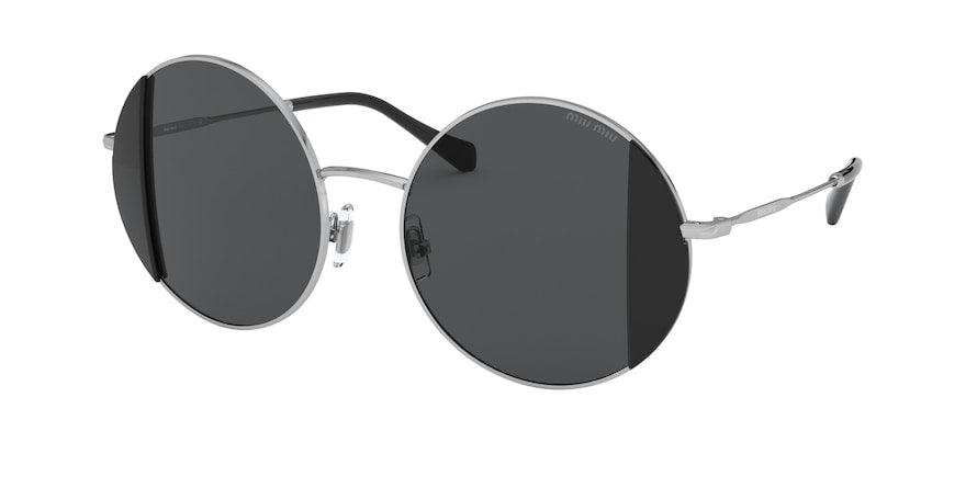 Miu Miu MU57VS Round Sunglasses  1AB5S0-BLACK/SILVER 49-19-140 - Color Map black