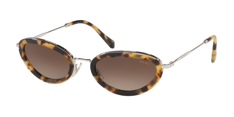 Miu Miu CORE COLLECTION MU58US Oval Sunglasses  7S06S1-LIGHT HAVANA 54-22-140 - Color Map havana