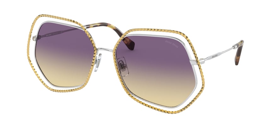 Miu Miu MU58VS Irregular Sunglasses  09D09B-GOLD/SILVER 60-17-140 - Color Map multi