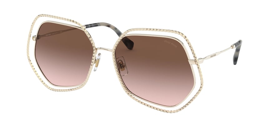 Miu Miu MU58VS Irregular Sunglasses  ZVN0A6-PALE GOLD 60-17-140 - Color Map gold