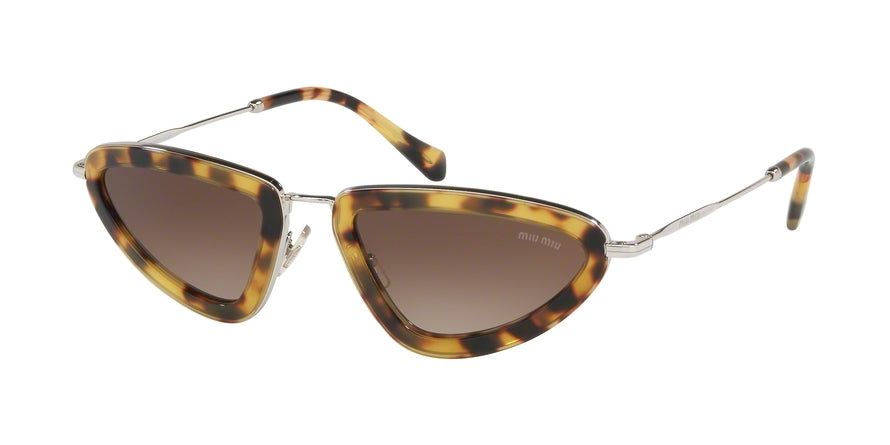 Miu Miu CORE COLLECTION MU60US Irregular Sunglasses  7S06S1-LIGHT HAVANA 53-21-140 - Color Map havana