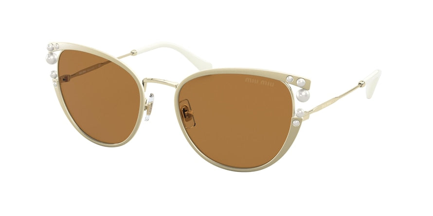 Miu Miu CORE COLLECTION MU62VS Cat Eye Sunglasses  27304F-PALE GOLD 55-19-140 - Color Map gold