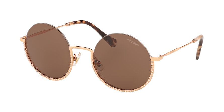Miu Miu CORE COLLECTION MU69US Round Sunglasses  SVF06B-PINK GOLD 52-22-140 - Color Map pink