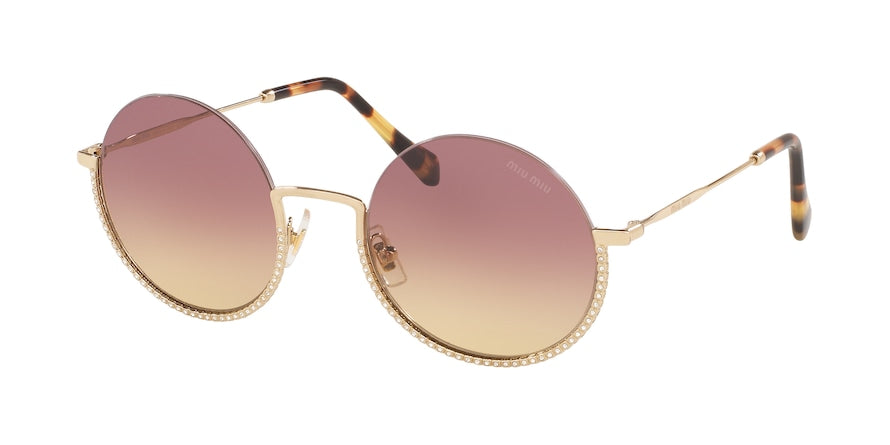 Miu Miu CORE COLLECTION MU69US Round Sunglasses  ZVN09B-PALE GOLD 52-22-140 - Color Map gold