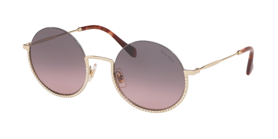 Miu Miu CORE COLLECTION MU69US Round Sunglasses  ZVN146-PALE GOLD 52-22-140 - Color Map gold