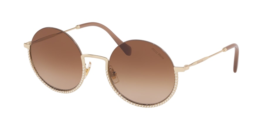 Miu Miu CORE COLLECTION MU69US Round Sunglasses  ZVN1Z1-PALE GOLD 52-22-140 - Color Map gold
