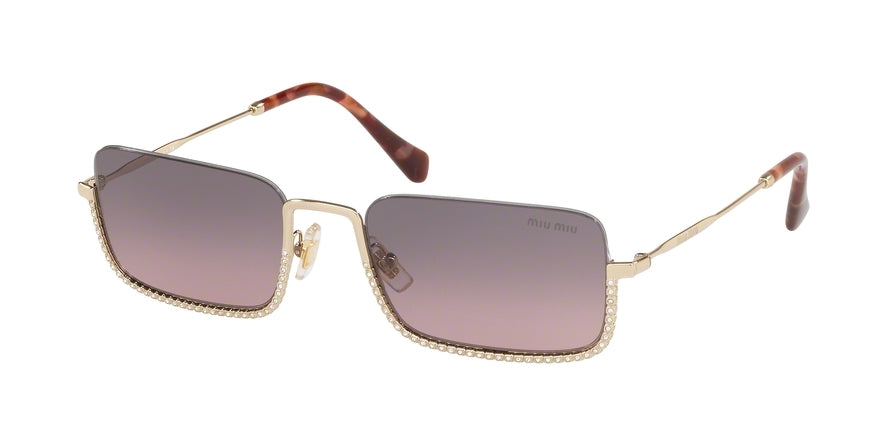 Miu Miu CORE COLLECTION MU70US Rectangle Sunglasses  ZVN146-PALE GOLD 55-20-140 - Color Map gold