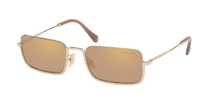 Miu Miu CORE COLLECTION MU70US Rectangle Sunglasses  ZVN176-PALE GOLD 55-20-140 - Color Map gold
