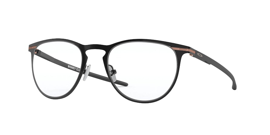 Oakley Optical MONEY CLIP OX5145 Round Eyeglasses  514501-SATIN BLACK 52-20-141 - Color Map black