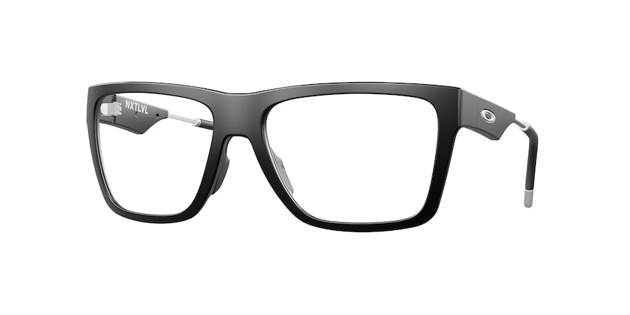 Oakley Optical NXTLVL OX8028 Square Eyeglasses  802801-SATIN BLACK 58-17-123 - Color Map black
