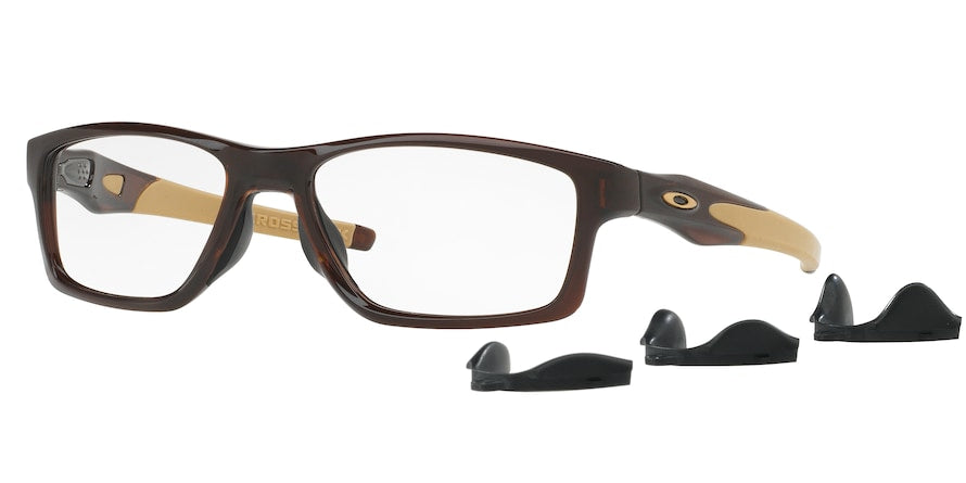 Oakley Optical CROSSLINK MNP OX8090 Rectangle Eyeglasses  809004-POLISHED ROOBEER 53-17-137 - Color Map brown
