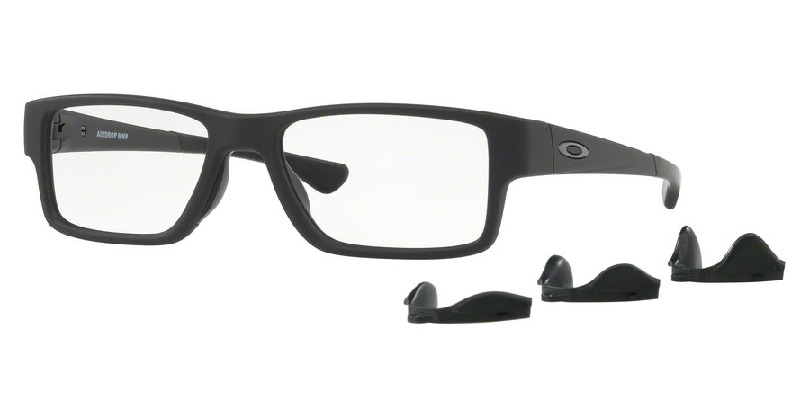 Oakley Optical AIRDROP MNP OX8121 Rectangle Eyeglasses  812101-SATIN BLACK 55-17-139 - Color Map black