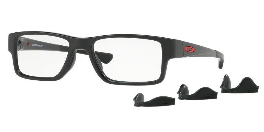 Oakley Optical AIRDROP MNP OX8121 Rectangle Eyeglasses  812102-POLISHED BLACK 55-17-139 - Color Map black