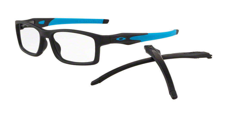 Oakley Optical CROSSLINK (A) MNP OX8141 Rectangle Eyeglasses  814104-SATIN BLACK 56-17-137 - Color Map black