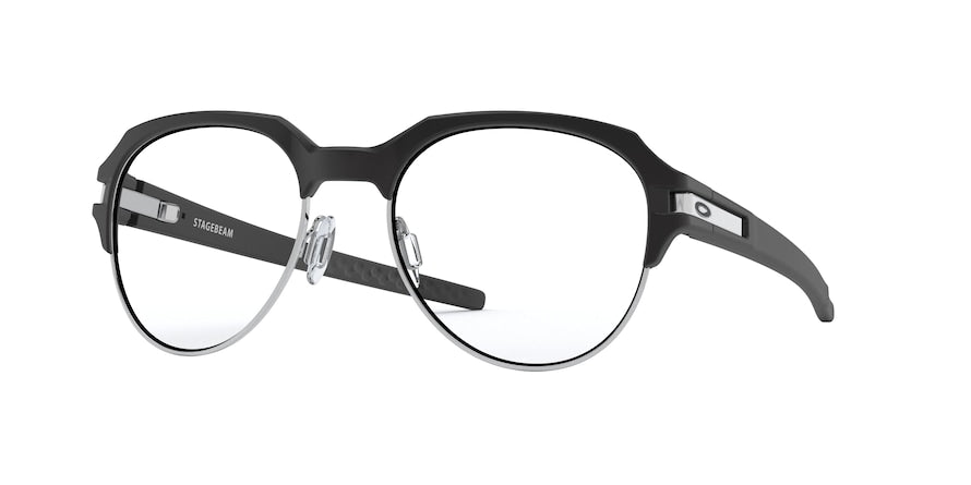 Oakley Optical STAGEBEAM OX8148 Round Eyeglasses  814801-SATIN BLACK 52-19-140 - Color Map black