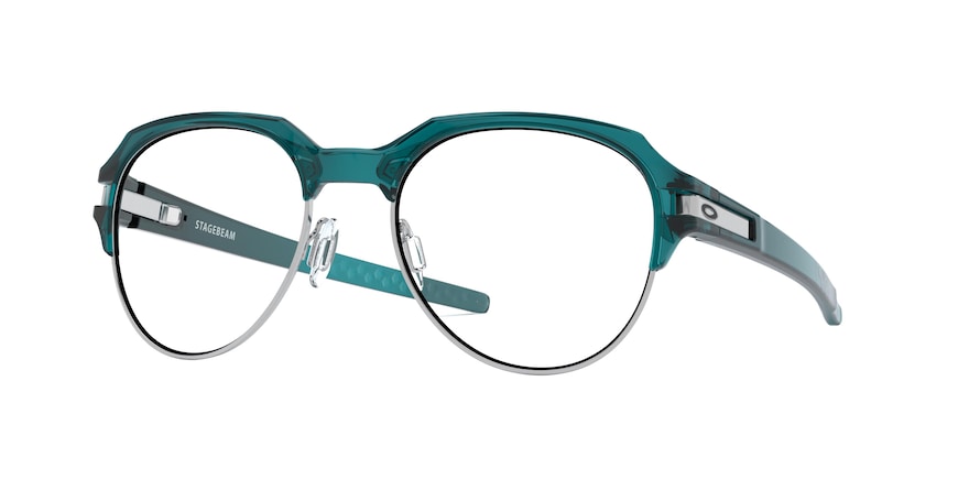 Oakley Optical STAGEBEAM OX8148 Round Eyeglasses  814803-POLISHED AURORA 52-19-140 - Color Map blue