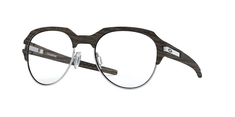 Oakley Optical STAGEBEAM OX8148 Round Eyeglasses  814804-WOODGRAIN 52-19-140 - Color Map brown