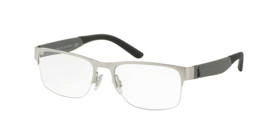 Polo PH1168 Pillow Eyeglasses  9010-MATTE BRUSHED SILVER 55-18-145 - Color Map silver