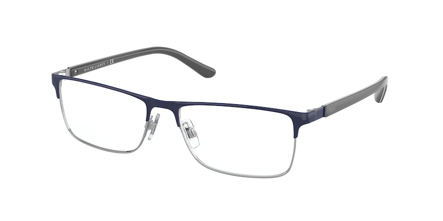 Polo PH1199 Pillow Eyeglasses  9413-NAVY BLUE BAR ON SHINY SILVER 55-16-140 - Color Map blue
