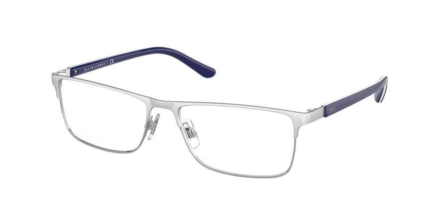 Polo PH1199 Pillow Eyeglasses  9414-MATTE SILVER BAR ON SHINY SILV 55-16-140 - Color Map silver