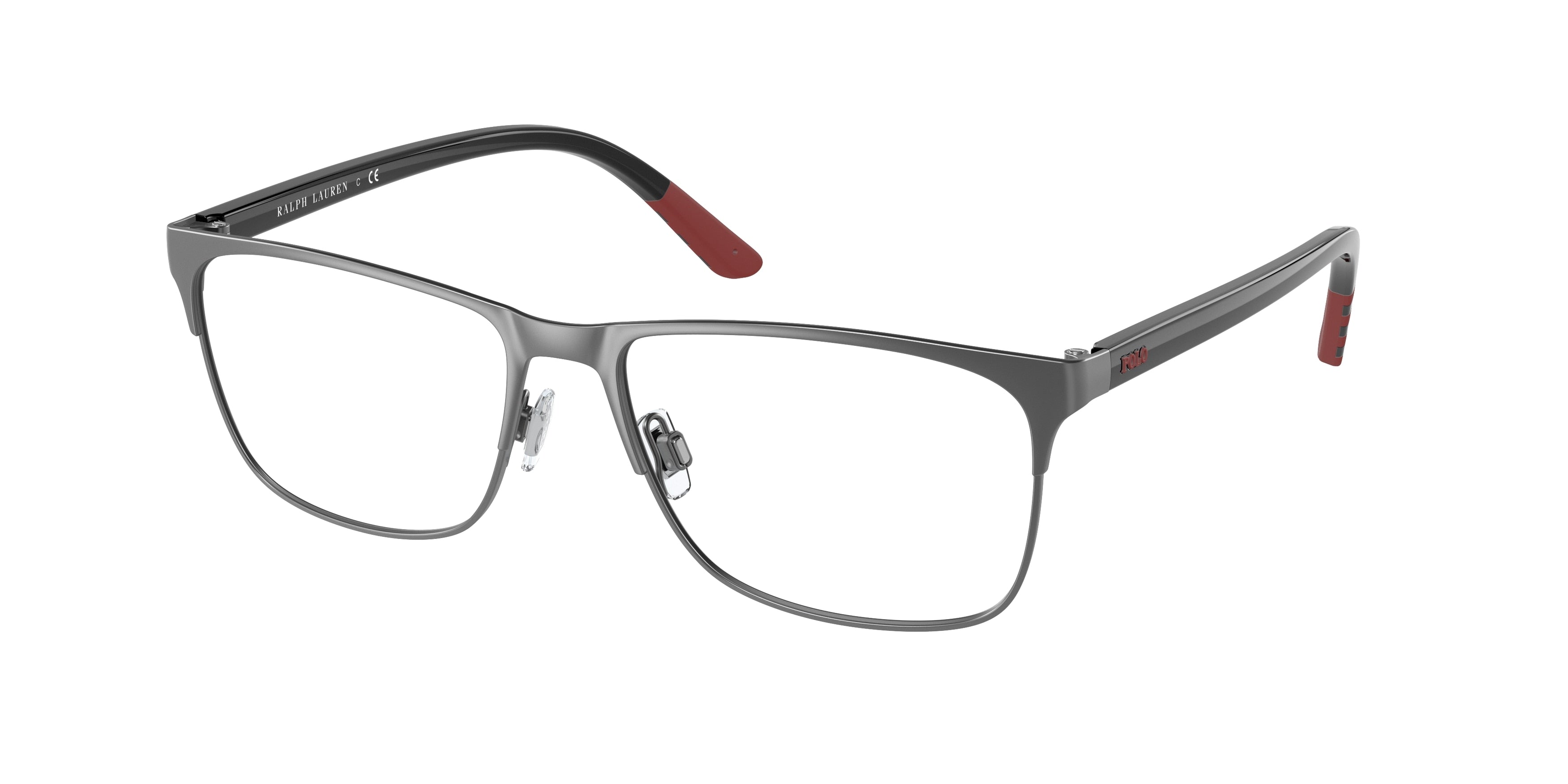 Polo PH1211 Rectangle Eyeglasses  9157-Semishiny Dark Gunmetal 55-145-16 - Color Map Grey