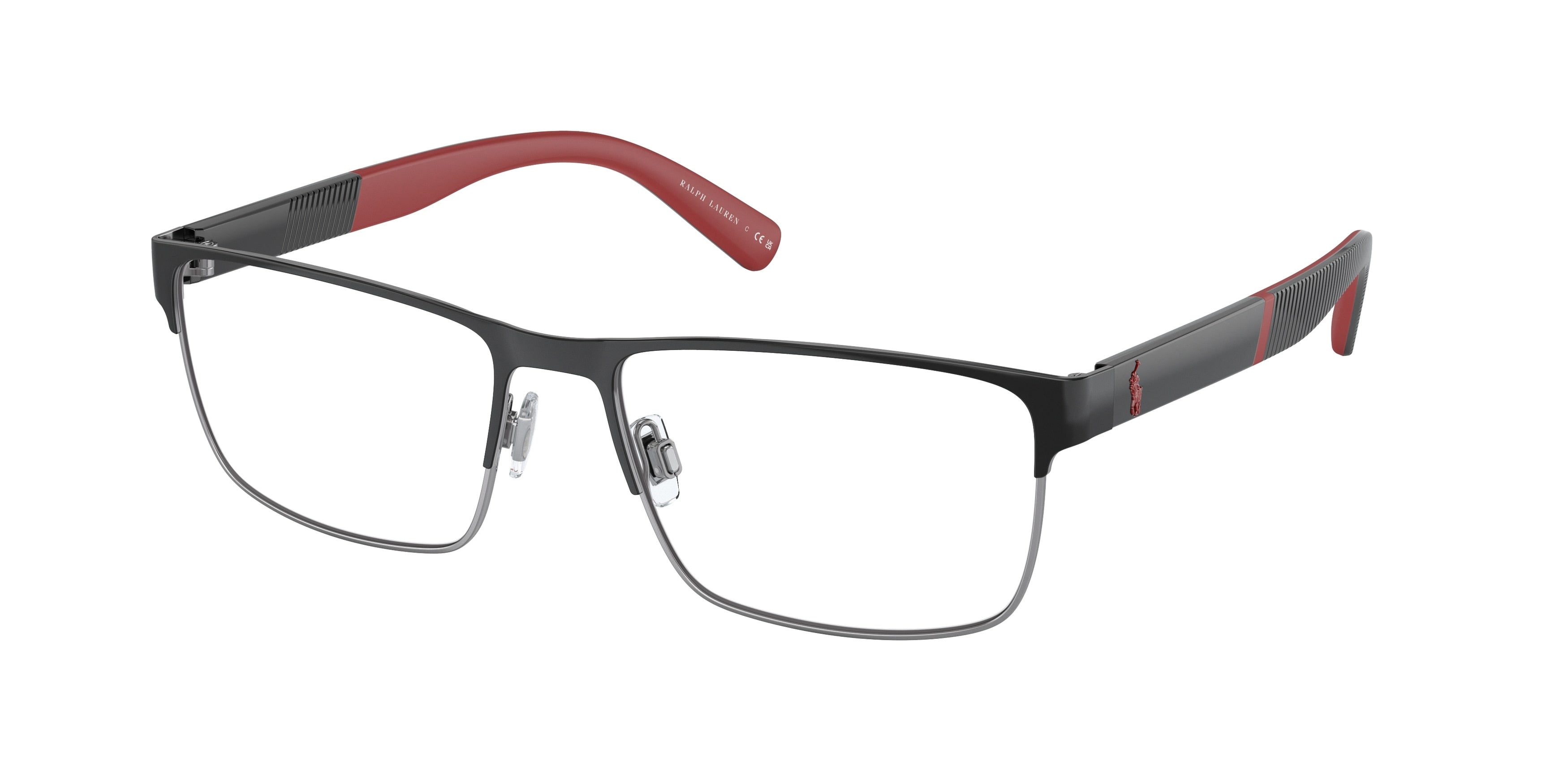 Polo PH1215 Rectangle Eyeglasses  9003-Shiny Black + Gunmetal 56-150-17 - Color Map Black