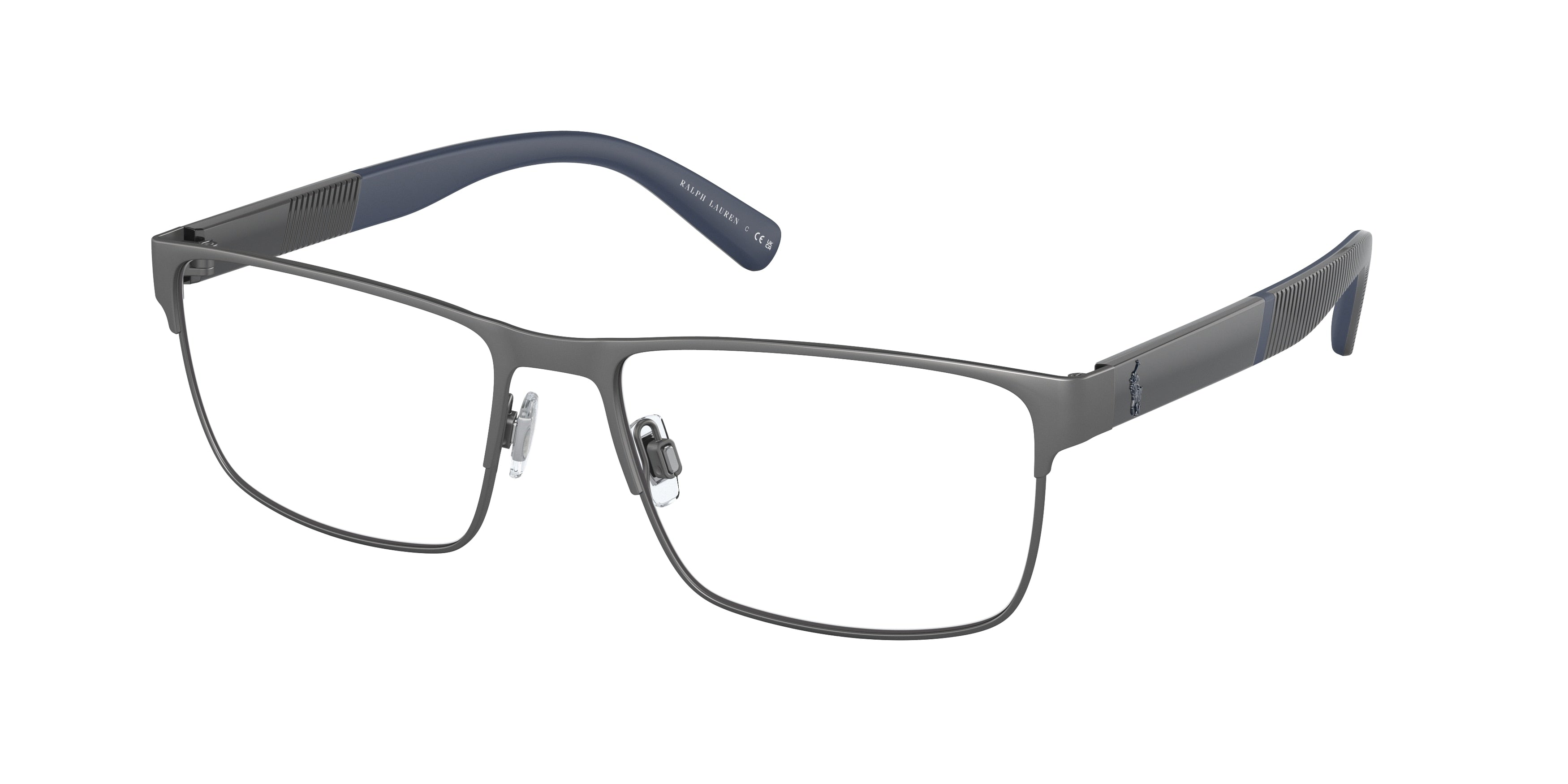 Polo PH1215 Rectangle Eyeglasses  9307-Semishiny Dark Gunmetal 56-150-17 - Color Map Grey